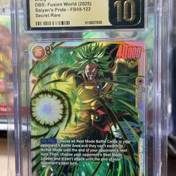 Broly FB08 SCR Pristine 10 DragonBall Z tcg Card