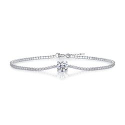 Fifty8 1ct DEW Moissanite Solitaire Bracelet, 925 Sterling Silver, Dawn Dew