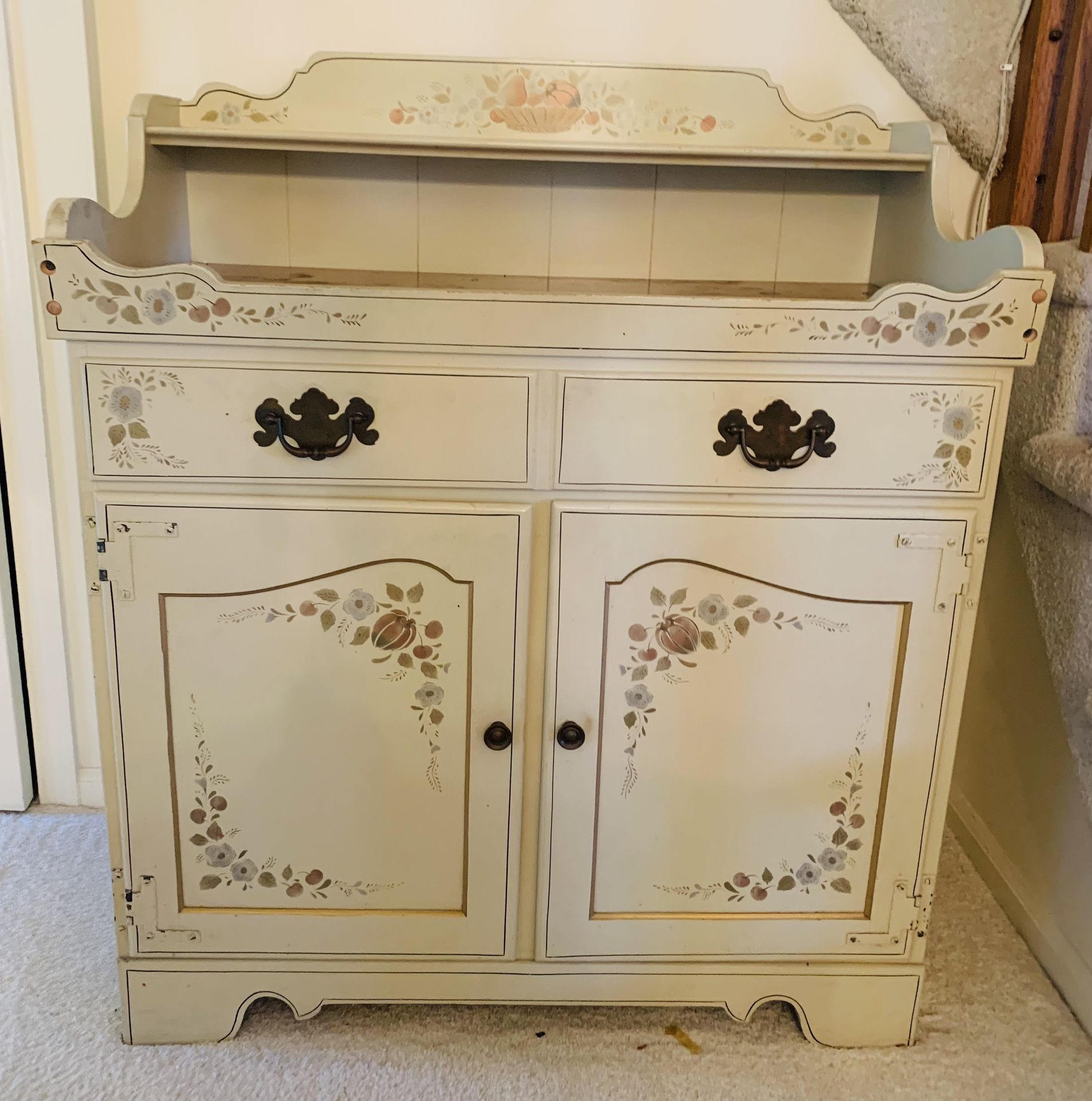 Decorative CABINET - 2-Drawer and Plate-Shelf - Intricately-designed