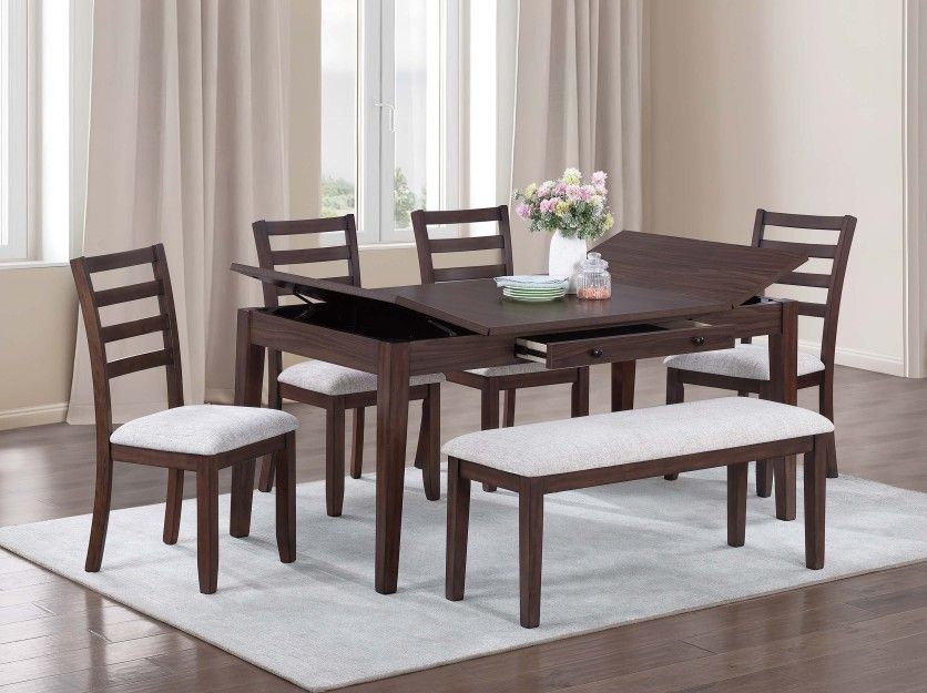 6pcs Dining set w/table storage