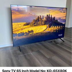 Sony 65-inch TV (Model KD-65X80K) with an adjustable wall mount bracket