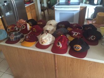 Huge Lot of Washington Redskins Baseball Caps Snapbacks, Thowbacks, Older
