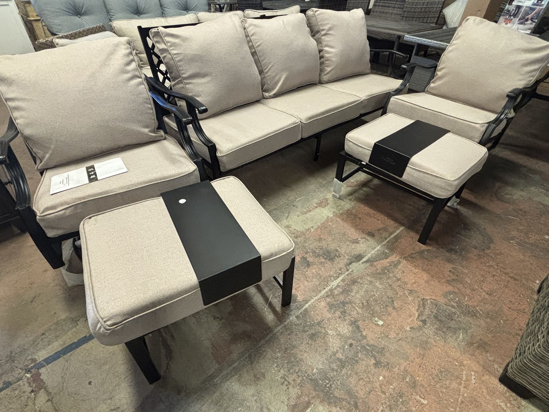 Phi Villa Black 5- Piece Metal Patio Set (NEW)