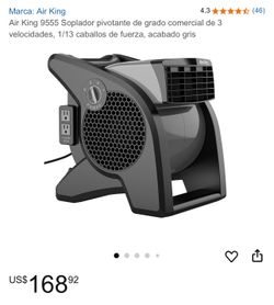 Air King 9555 Soplador pivotante de grado comercial de 3 velocidades, 1/13 caballos de fuerza, acabado gris