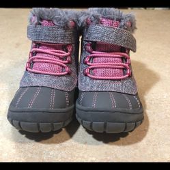 Baby Girl's Faux Fur Lined Pink/Gray Boots