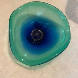 Marano glass bowl vintage, beautiful greens and blues