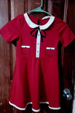 Red Girls Dress with Peter Pan Collar
