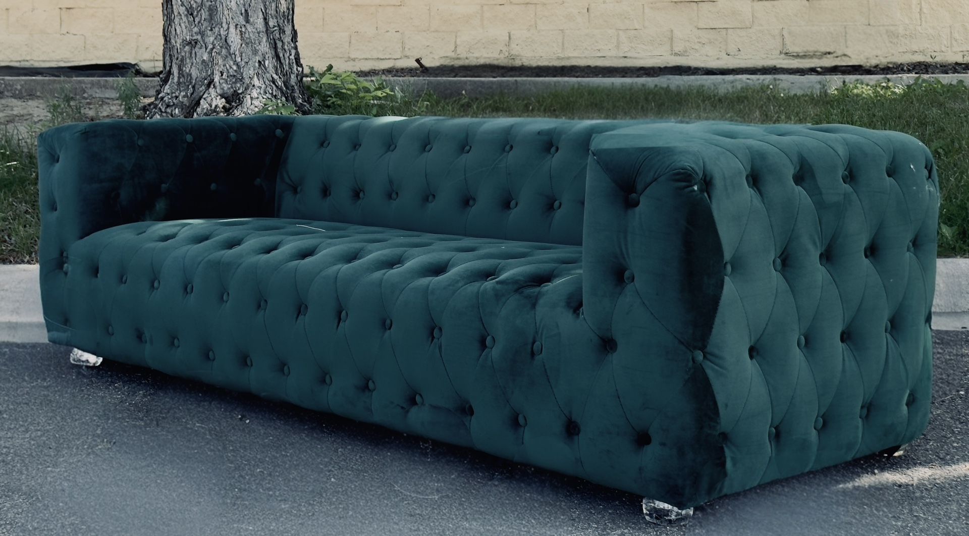 Emerald Green Tufted Designer Sofa
