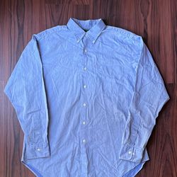 LAUREN RALPH LAUREN Shirt Mens 16.5 Blue Long Sleeve Button L623