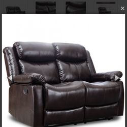 PU Leather Reclining Living Room Sofa, Manual Loveseat for Living Room （Recliner Loveseat） [WF199754AAD]  产品编号: WF199754AAD 库存: 165 卡车: No 包裹大小: L51" 