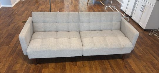 Grey mid-century modern sofa