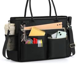 RAINSMORE Laptop Bag for Women 15.6 Inch Work Teacher Tote Nurse Bag Professional Laptop Tote Computer Messenger Shoulder Bags Large Handbag Business 
