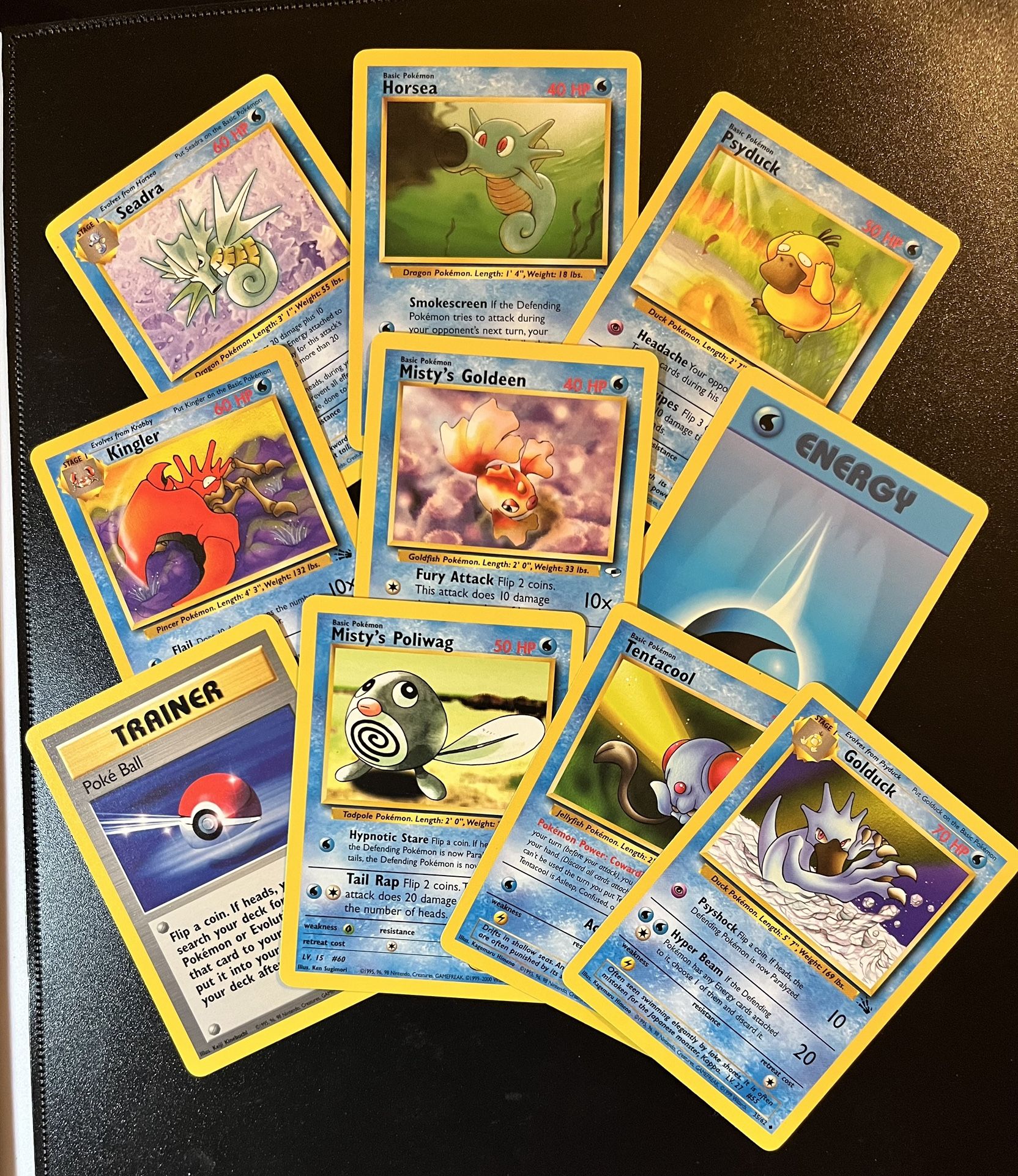 10 Pokemon TCG Vintage 1999 Kingler Misty’s Poliwag Golduck Seadra NM