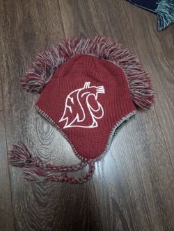 WASHINGTON STATE COUGARS , MOHAWK , KNIT BEANIE.. Helmet style