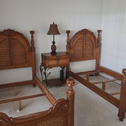 2 Twin Beds And 1 Nightstand 