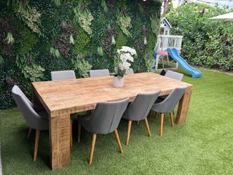 High End Natural Wood Dining Table & (8) Chairs