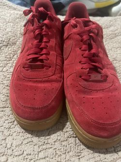 Nike Air Force Low Red Suede Gum Bottom