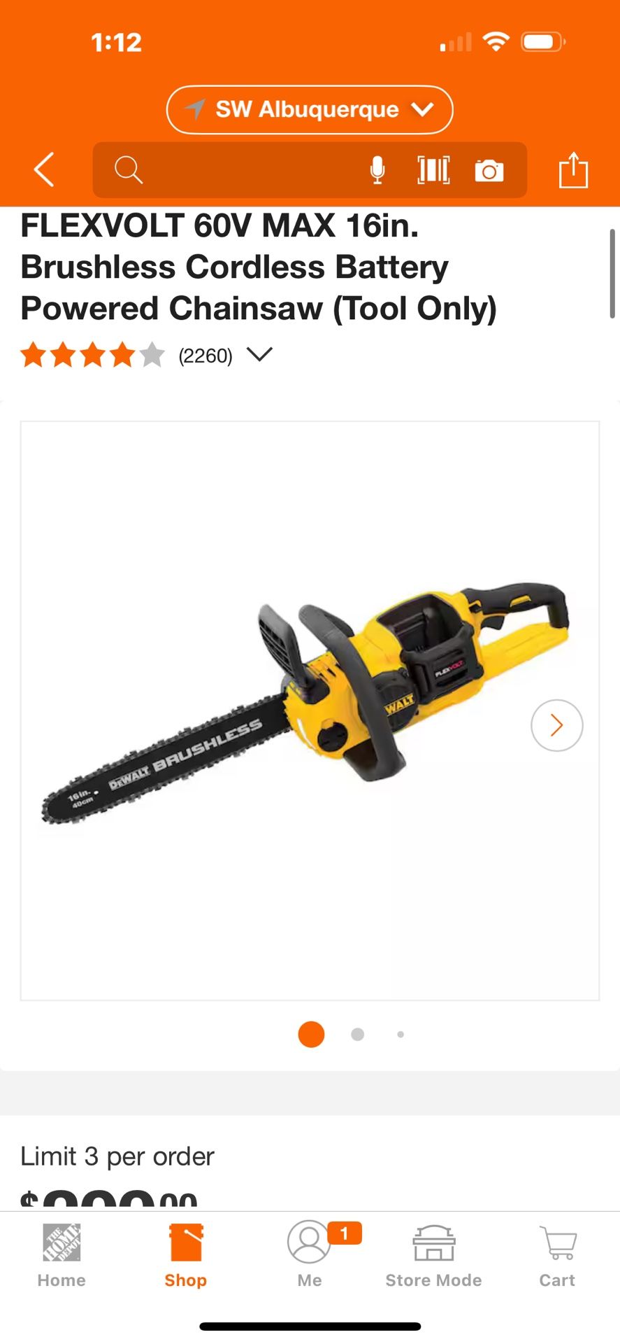 DEWALT 16 In 60 Volt Flexvolt Chainsaw
