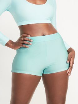 Old Navy Ruched Mint Green Boyshort-Style Swim Bottoms