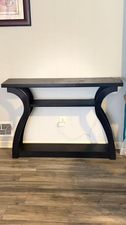 Black Wood Console Table with Shelves