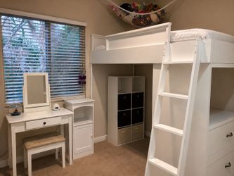 Solid Wood Twin Loft Bed with 3 Deep Drawers & Detachable Ladder – $300 OBO