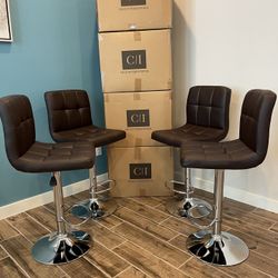 New 4 Brown Bar Stools 
