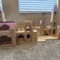 Folding wood princess dollhouse