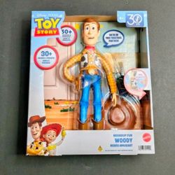 2025 Disney Pixar TOY STORY ROUNDUP FUN WOODY DOLL 30th Anniversary Mattel 12in