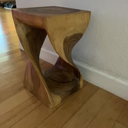 Beautiful Solid Twisted Wood Side Table