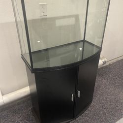 36 gallon bow front aquarium with stand, canopy, and light