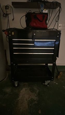 Black Rolling Tool Cart with Drawers