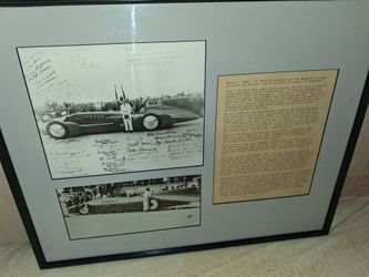 vintage bluebird racing photo with many autographs. Please read details. All sales final.