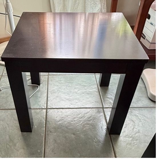 Two IKEA Coffee Tables, black, wooden.