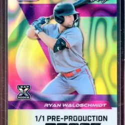 Really Nice Pair And Rare Leaf Metal Ryaj Waldschmidt Lava Yellow  And Technicolor Crystal Red 1/1 Rookie Cards ...Mint.!!!