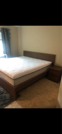 MALM dark brown King bed frame and two nightstands