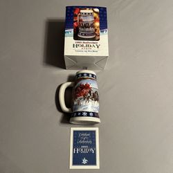 Budweiser 1995 Holiday Stein Collection Lighting The Way Home Stein Glass