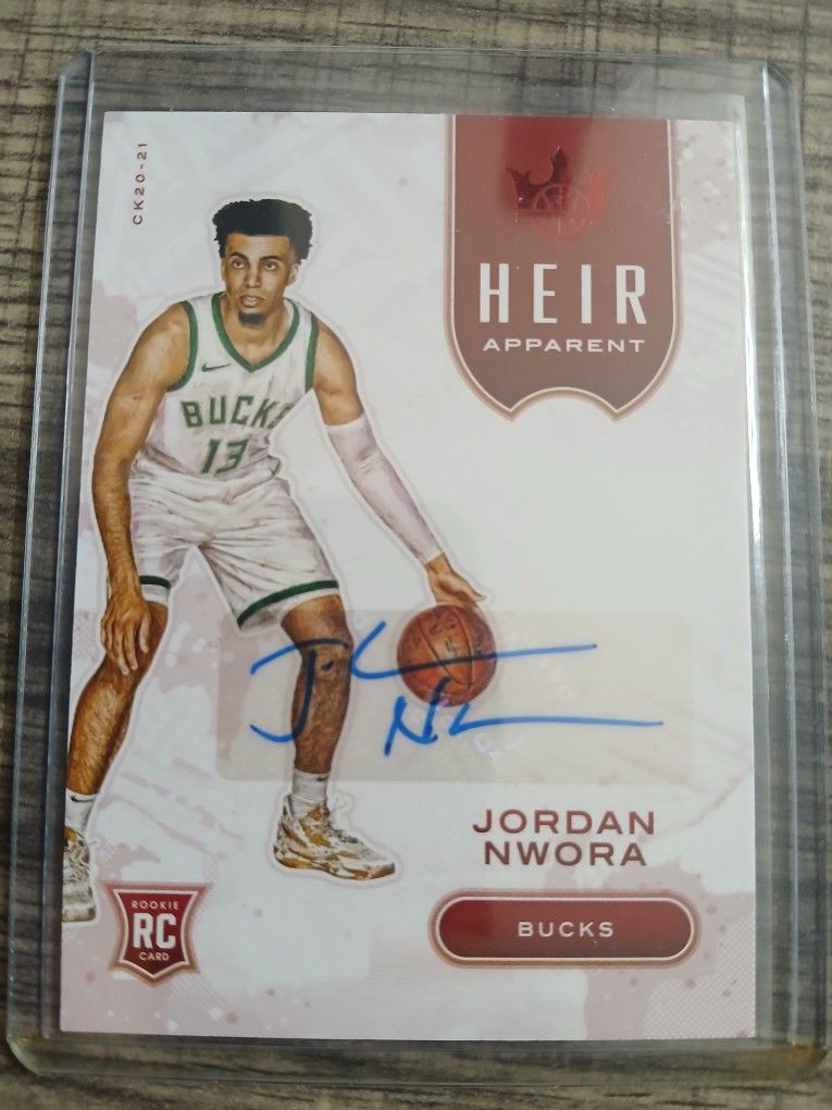 2020-21 Panini Court Kings Heir Apparent, Jordan Nwora Rookie RC Auto, Milwaukee Bucks. Numbered 22/75 