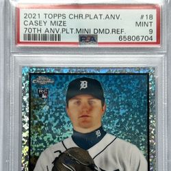 2021 Topps Chrome Platinum Casey Mize RC Rookie Printed Auto /70 Diamond Refractor PSA 9 Tigers Rookie SP