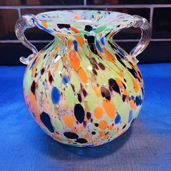 Vintage beautiful confetti glass hand blown vase