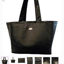 NWOT COACH Black Fragrant Tote Bag With Silver Metallic Detailing & Hardware 
