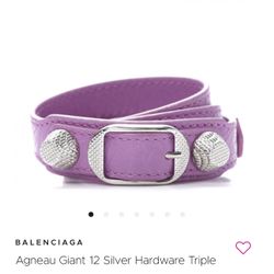 Authentic BALENCIAGA Agneau Giant Silver Hardware Triple Tour Bracelet - NEW! NEVER WORN!