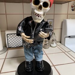 Gemmy Skeleton Biker Guitar Playing,Singing,Dancing 17”