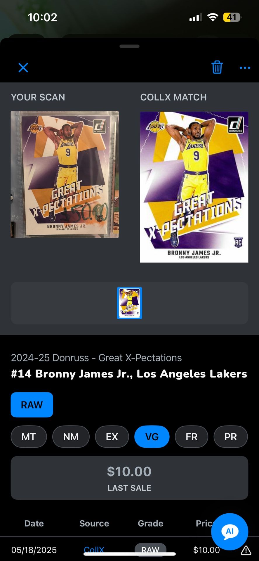 Bronny James (Lebrons Son) - Rookie Card