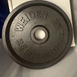 2 Black Weider 33 lb plates $1 Per Pound 