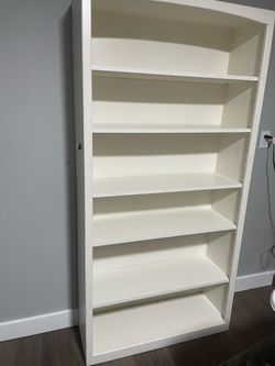 White Wood Bookcase with Adjustable Shelves