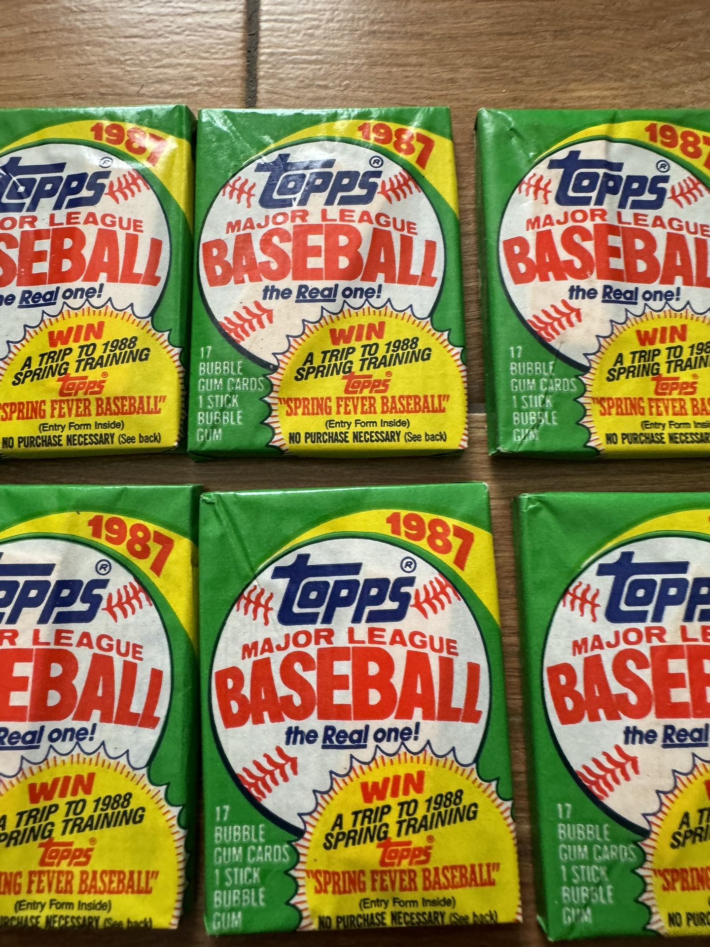 6 1987 TOPPS Baseball Card Wax Packs 