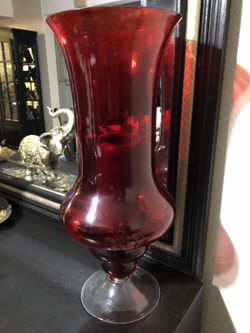 Red glass vase/ candleholder