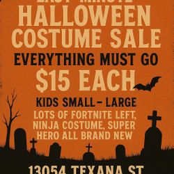 Halloween Sale Happening Now Until 1PM 13054 Texana St. San Diego Ca 92129