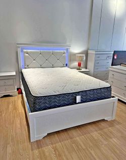Queen Size LED Bed Frame + Full Mattress + Full Box Spring for Sale + Cash on Delivery 🚚