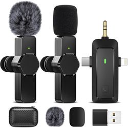 BRAND NEW 4 in 1 Wireless Lavalier Microphone for Multiple Devices With Storage Case